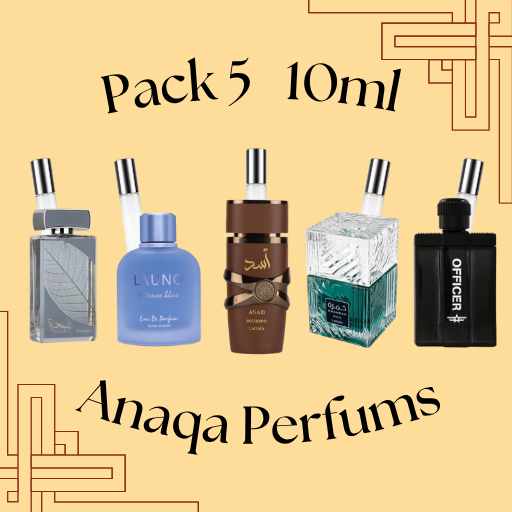 Pack 5*10ml  Khamrah waha + Asad bourbon + Launo intense blue + Officer by cyrus + Najdia intense